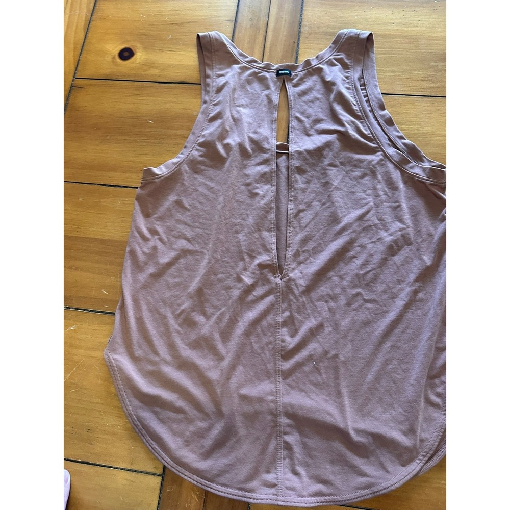 prAna Womens Mauve Brown Keyhole Back Yoga Tank Top Small Sleeveless Curved Hem - Picture 5 of 6